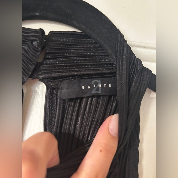 21 Saints Black Pleated High Neck Plisse Jumpsuit Size Small - Picture 2 of 8